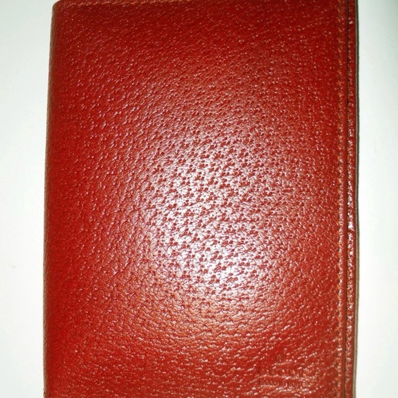 Gucci Handbags - AUTH Gucci Brick Red Embossed Leather Logo Card Wallet Italy